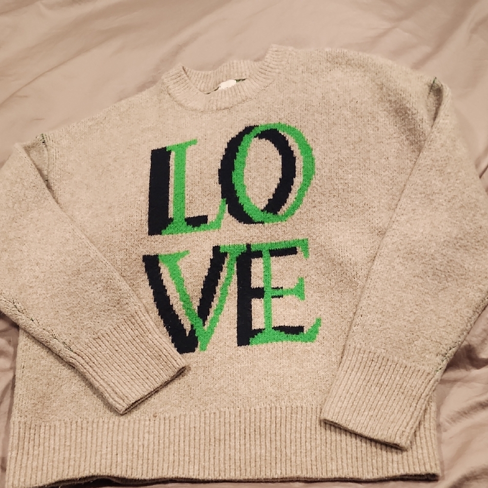 Love sweater A new day Cream and Green Knit Sweater